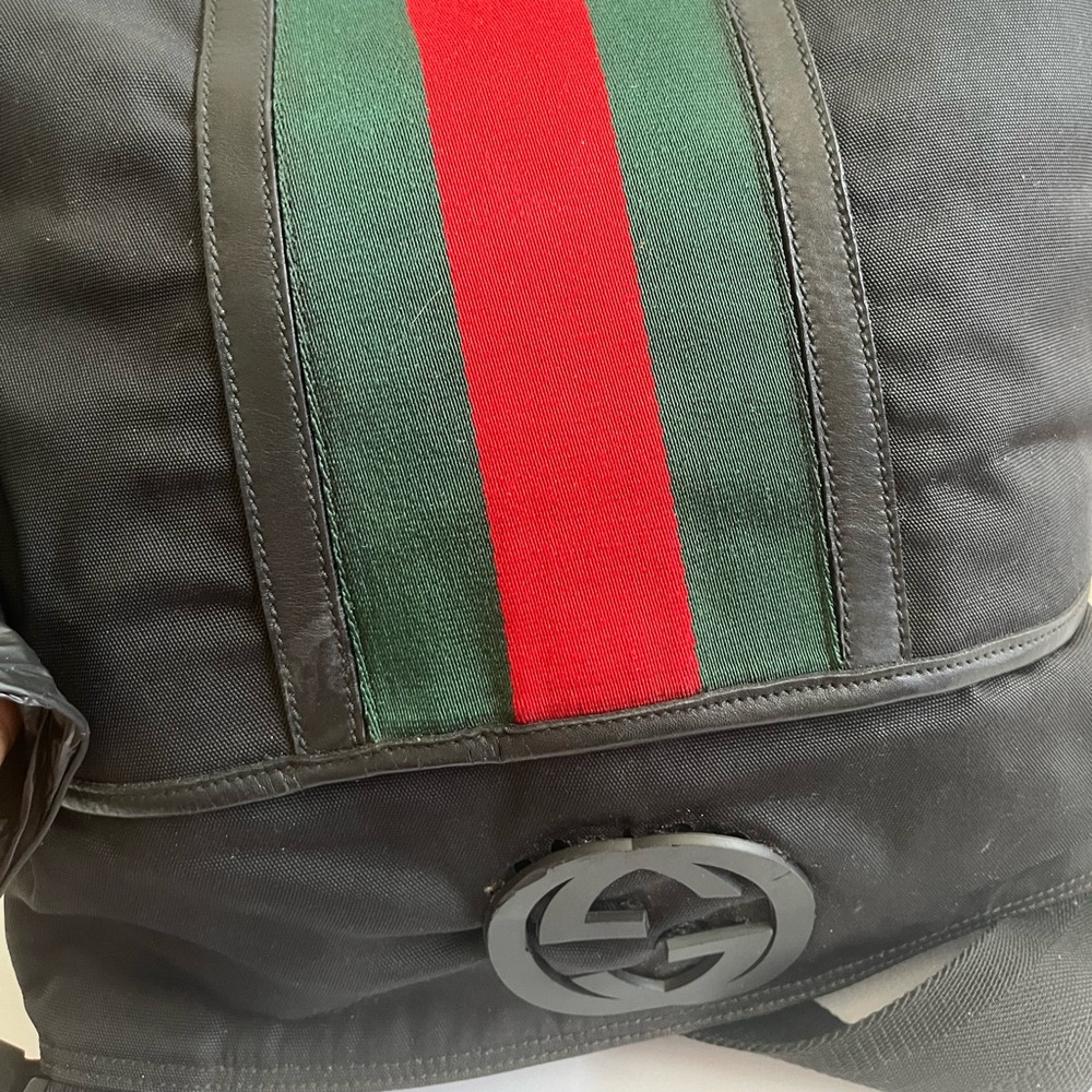 Gucci Black Messenger Bag with Red and Green Stripe - Picture 5 of 13